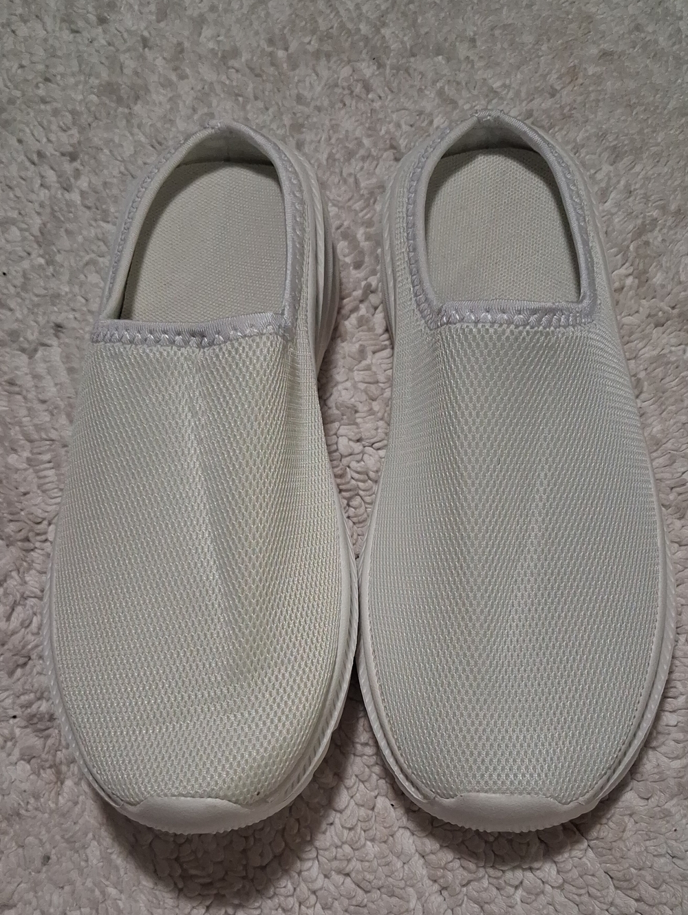 White Slip-On Mesh Sneakers